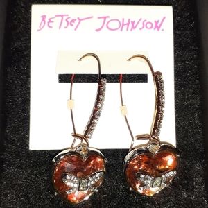 NEW! Betsey Johnson Heart Drop Earrings